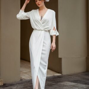 CARA Velvet Wedding Dress Off White