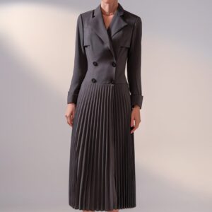 Almira Double Breasted Pleated Swing Coat Women