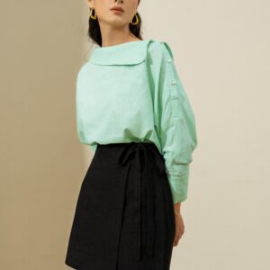 CHARLOTTE Buttons On Shoulder Linen Top