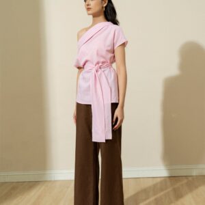 MIA Tied Waist Linen Blouse Top