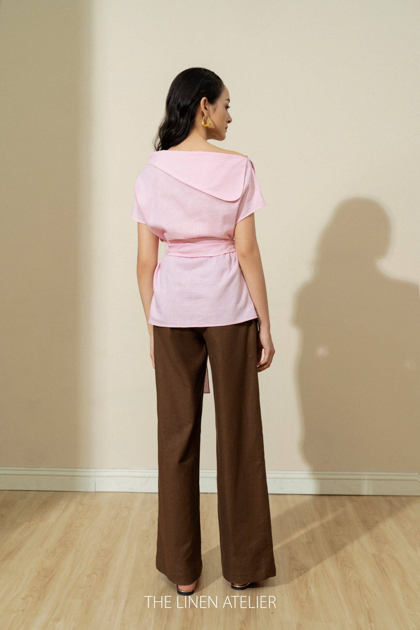 MIA Tied Waist Linen Blouse Top - Image 4