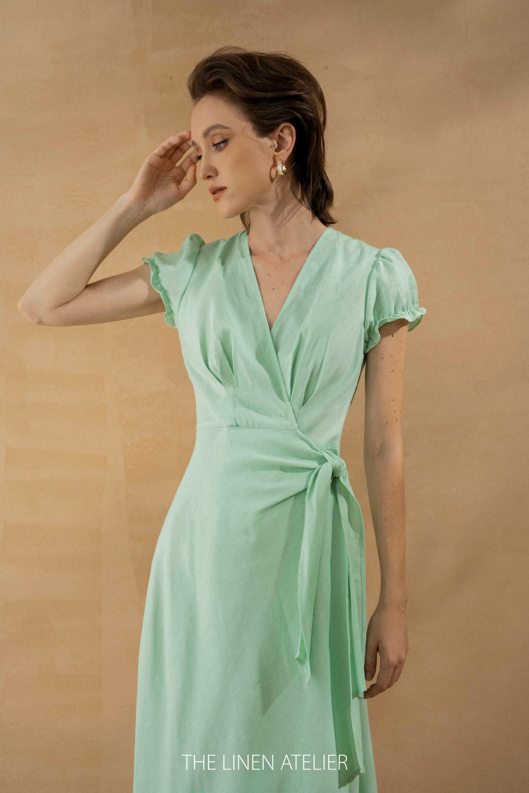 ELLIE Linen Wrap Dress - Image 4
