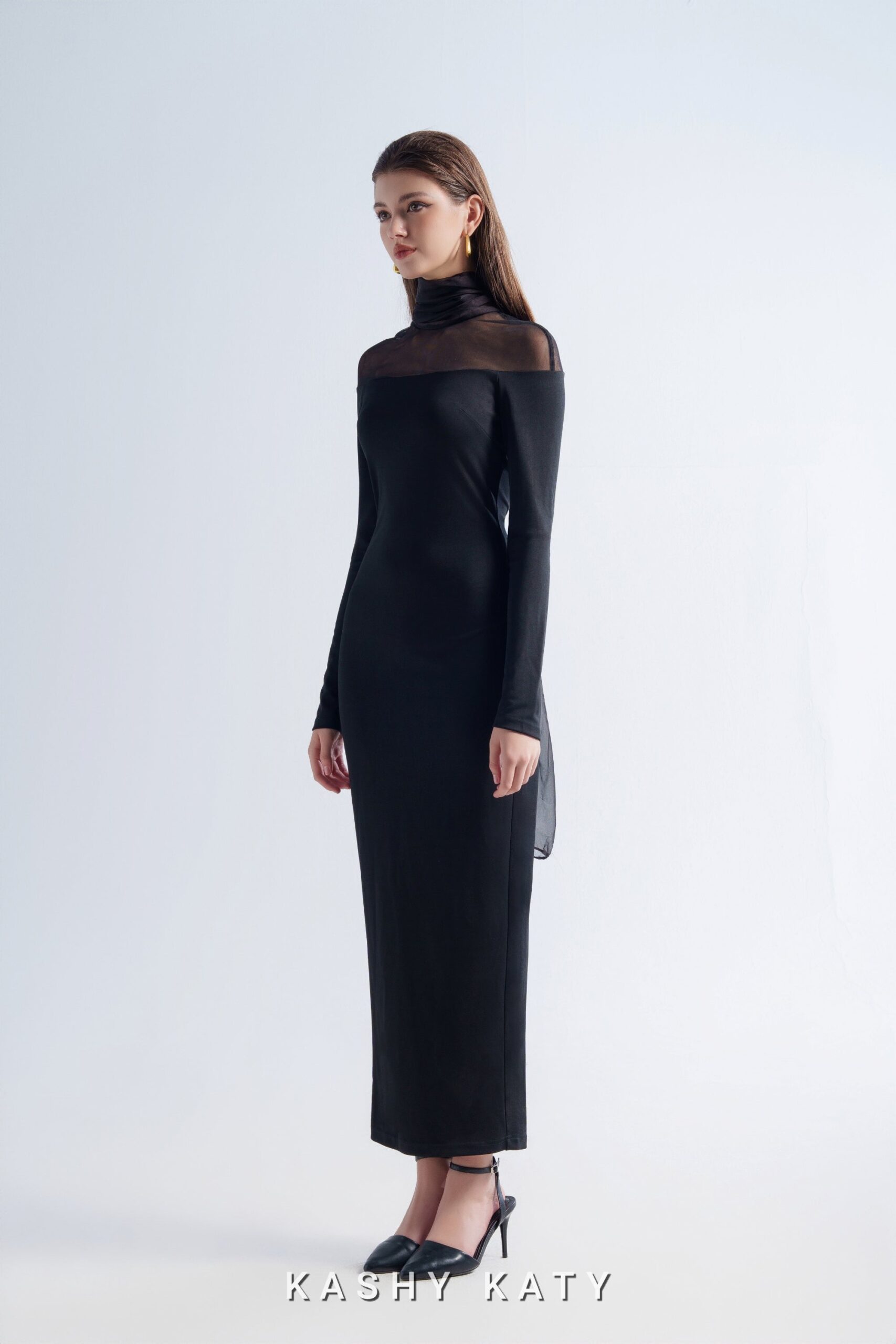 Daniela Cape-Effect Chiffon Midi Dress - Image 3
