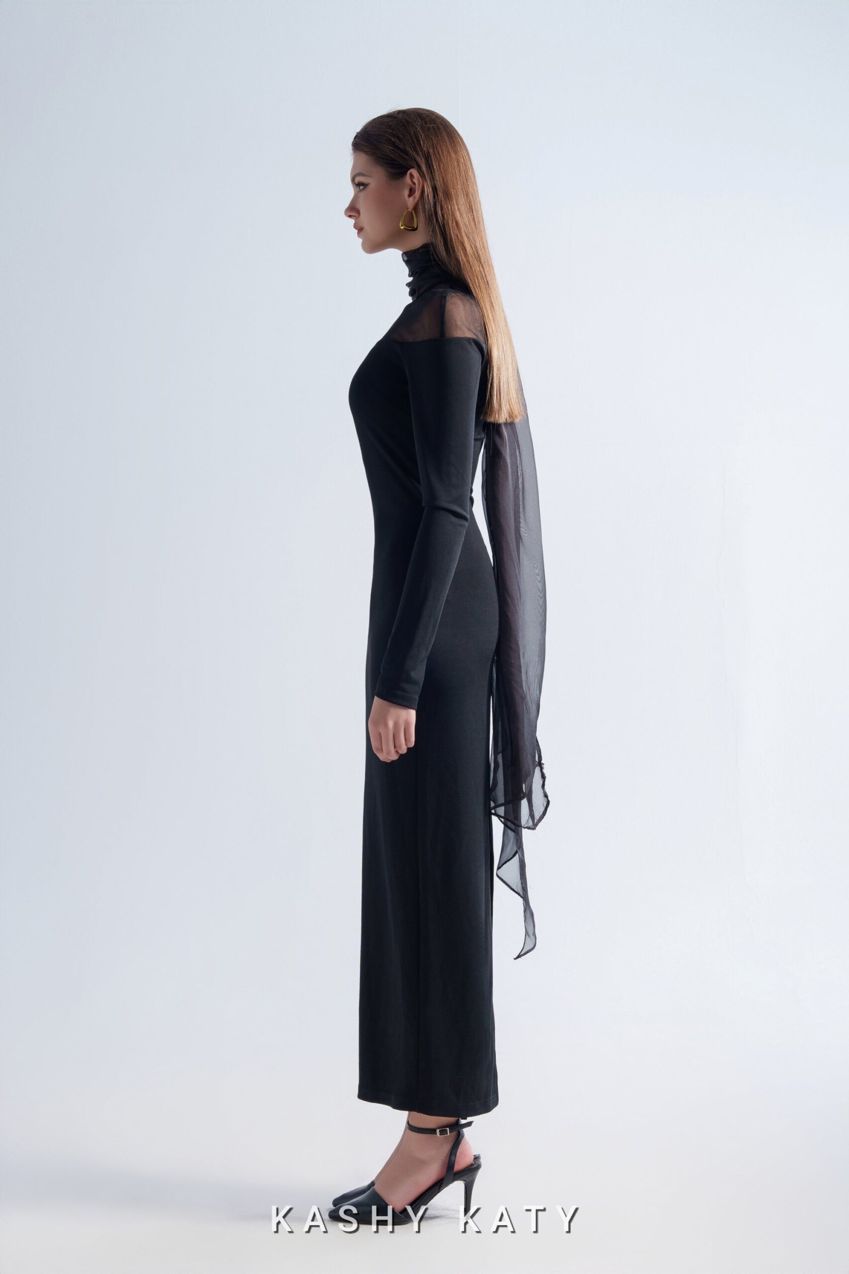 Daniela Cape-Effect Chiffon Midi Dress - Image 4