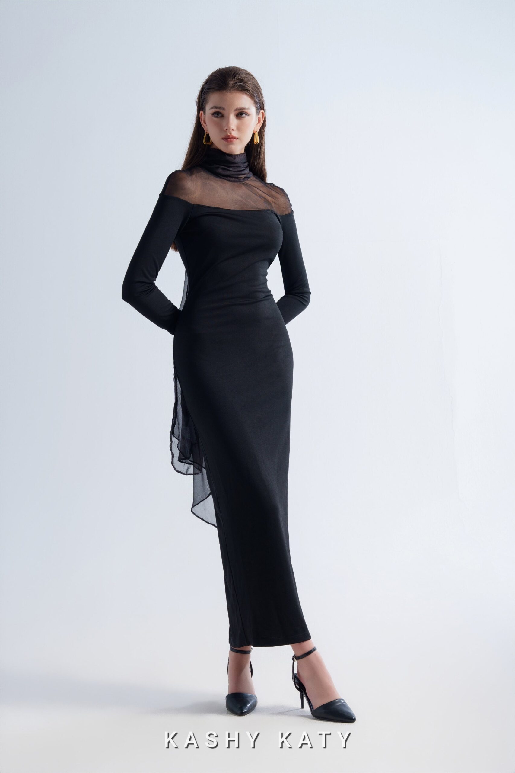 Daniela Cape-Effect Chiffon Midi Dress - Image 6