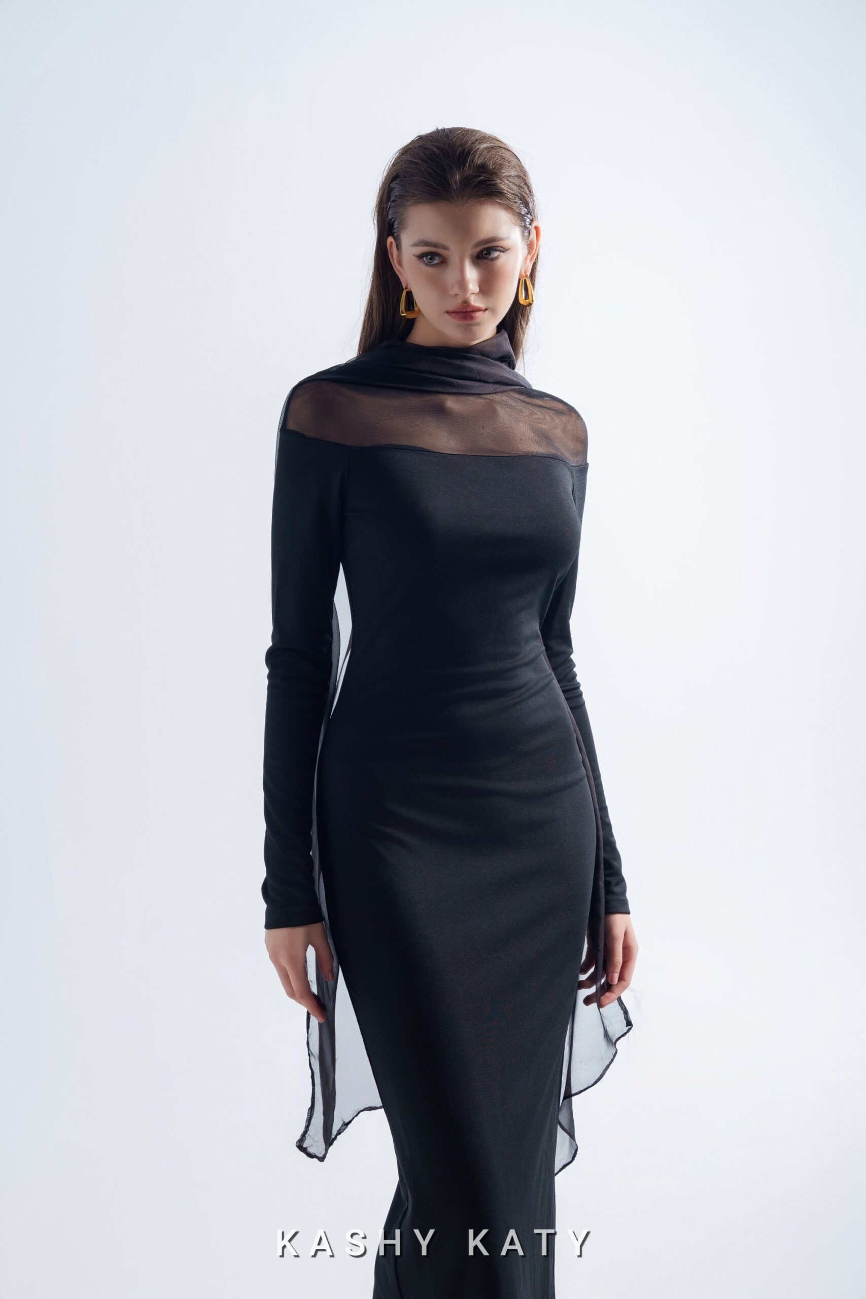 Daniela Cape-Effect Chiffon Midi Dress - Image 9