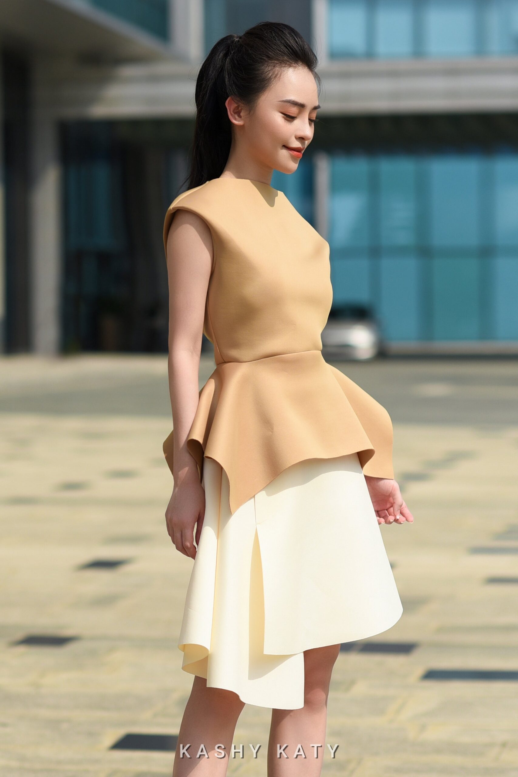 Elsa Modern Sleeveless Peplum Blouse - Image 2