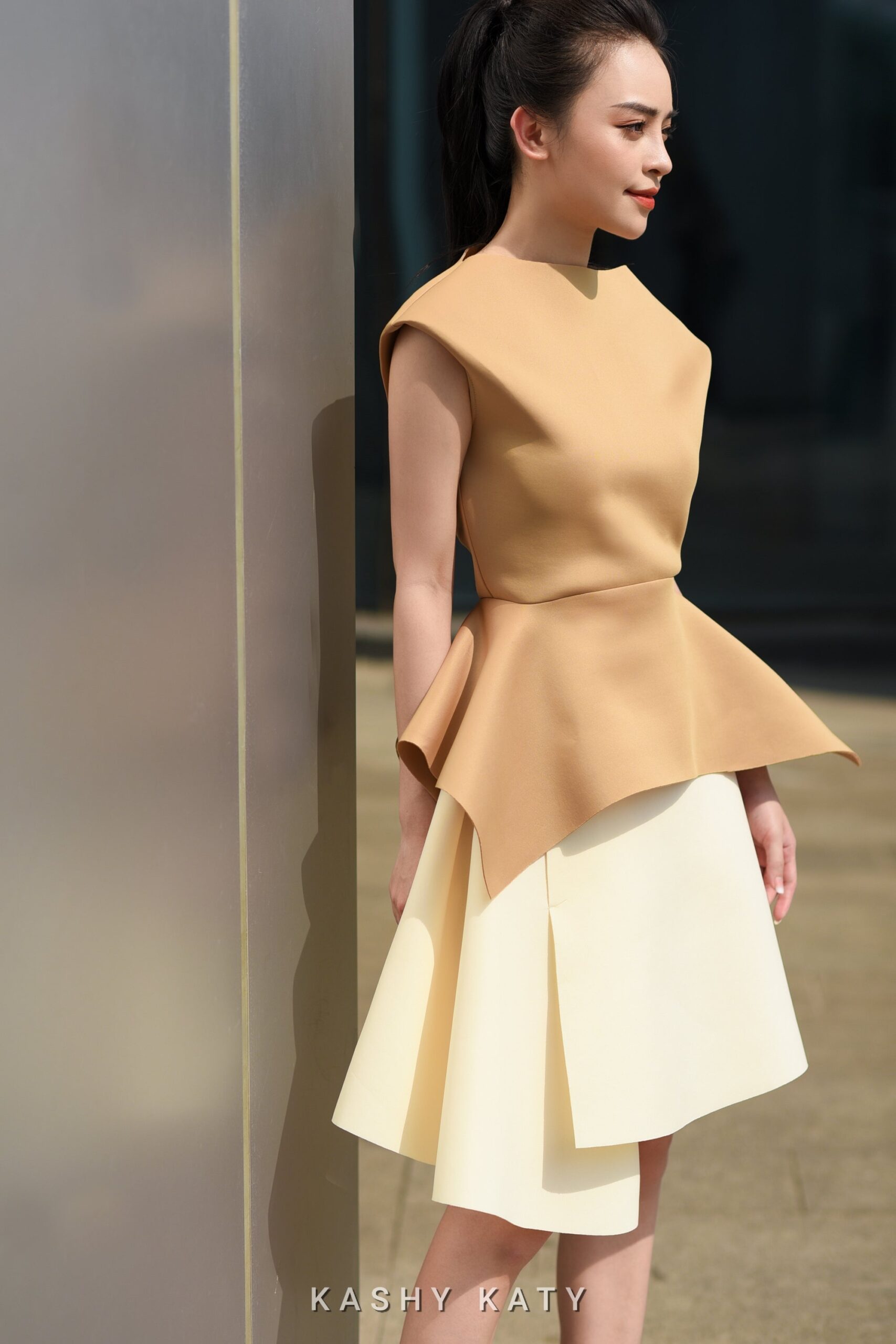 Elsa Modern Sleeveless Peplum Blouse - Image 3