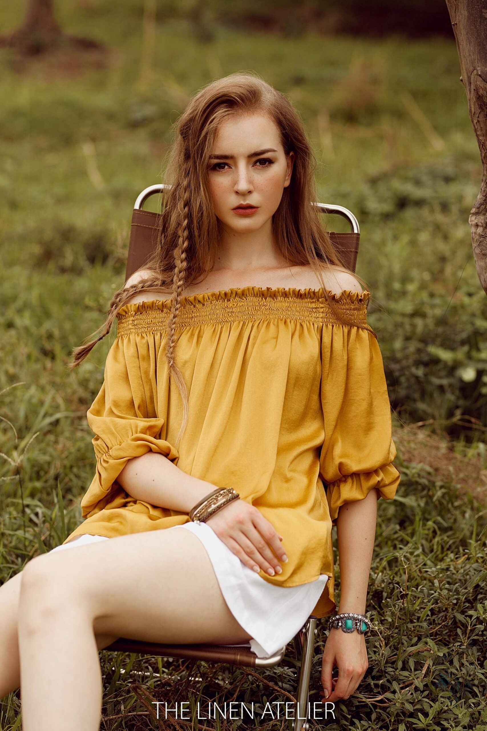 TELSA Off The Shoulder Smoked Silk Blouse - Image 2