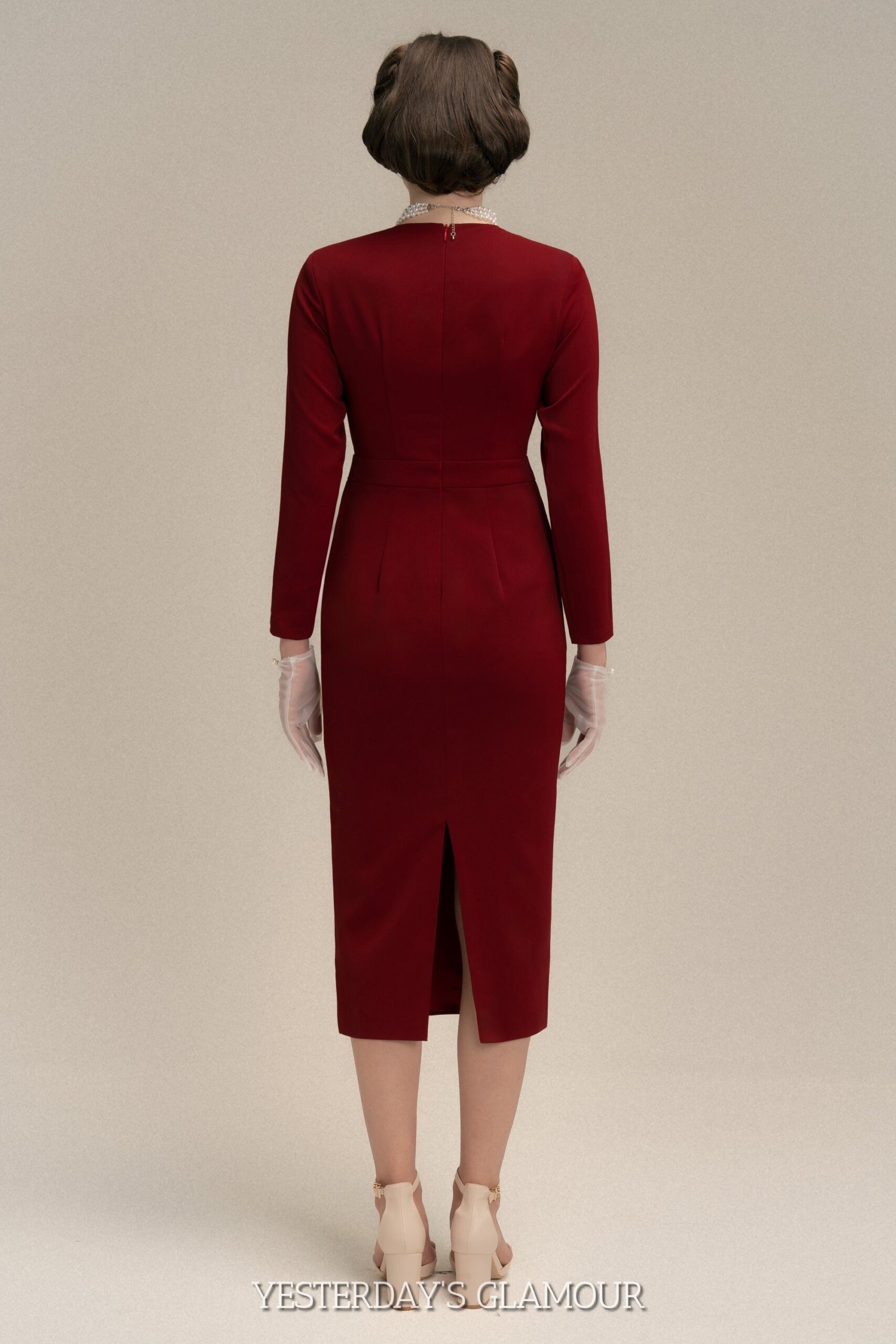 Alexandra Long Sleeve Midi Work Dress with Cut-Out Neckline - Image 4