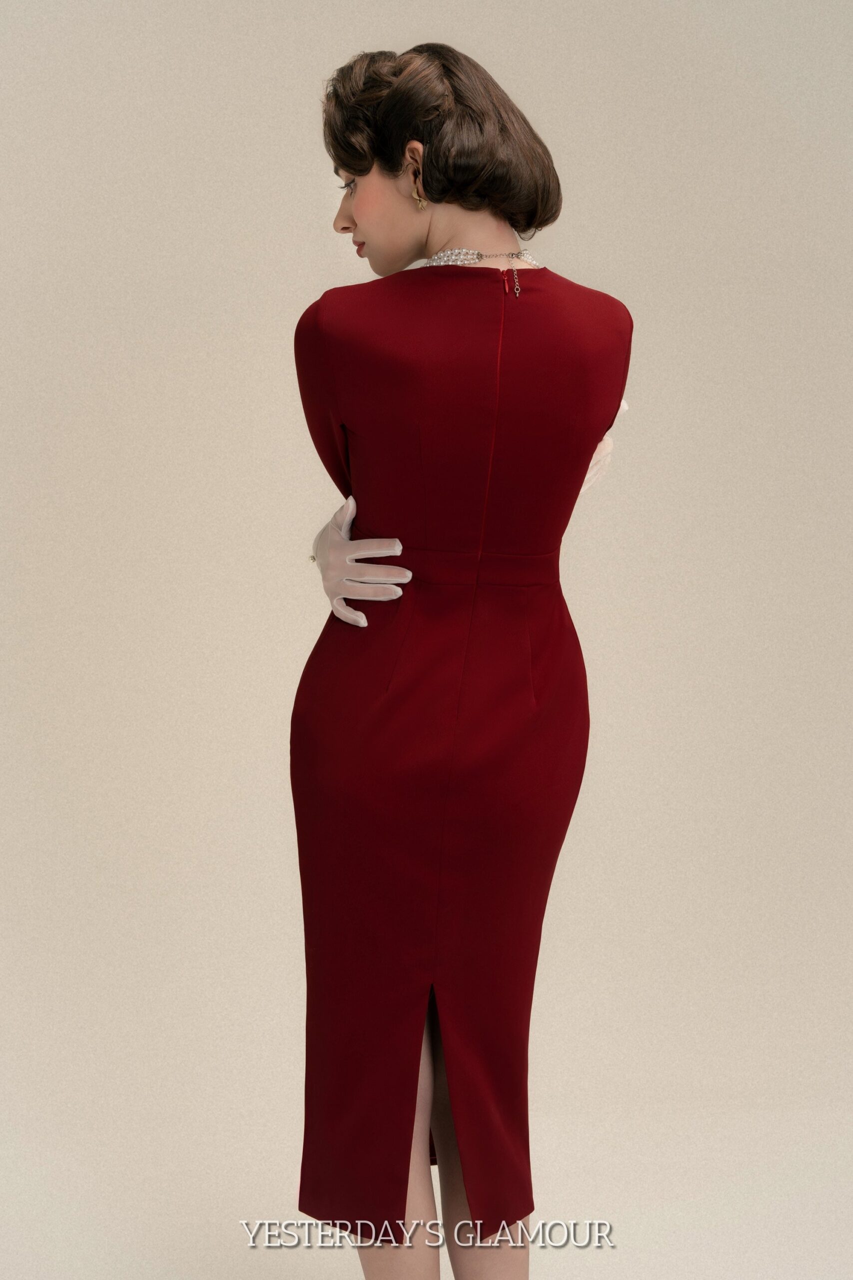 Alexandra Long Sleeve Midi Work Dress with Cut-Out Neckline - Image 7