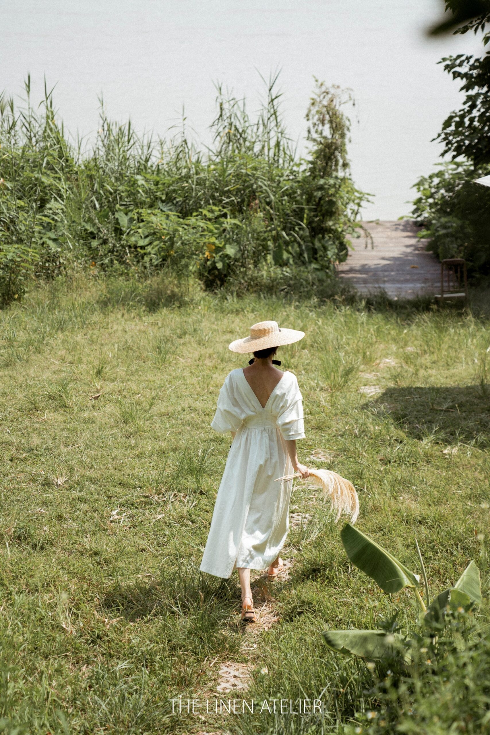 KATHARINA Linen Boho Wedding Midi Dress - Image 5