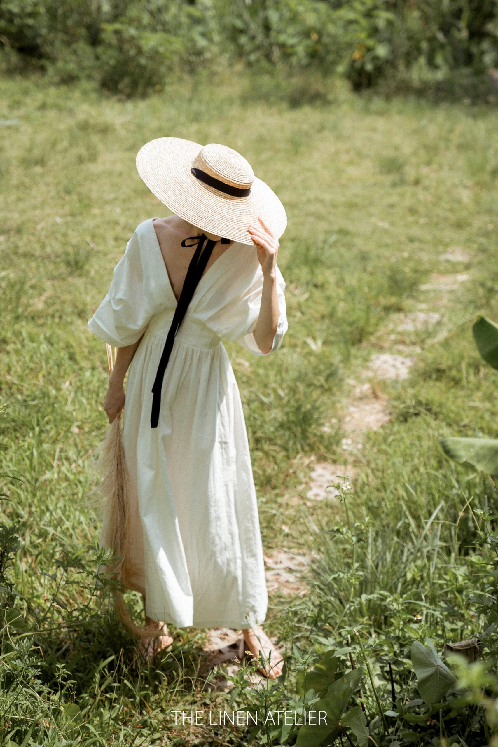 KATHARINA Linen Boho Wedding Midi Dress - Image 4